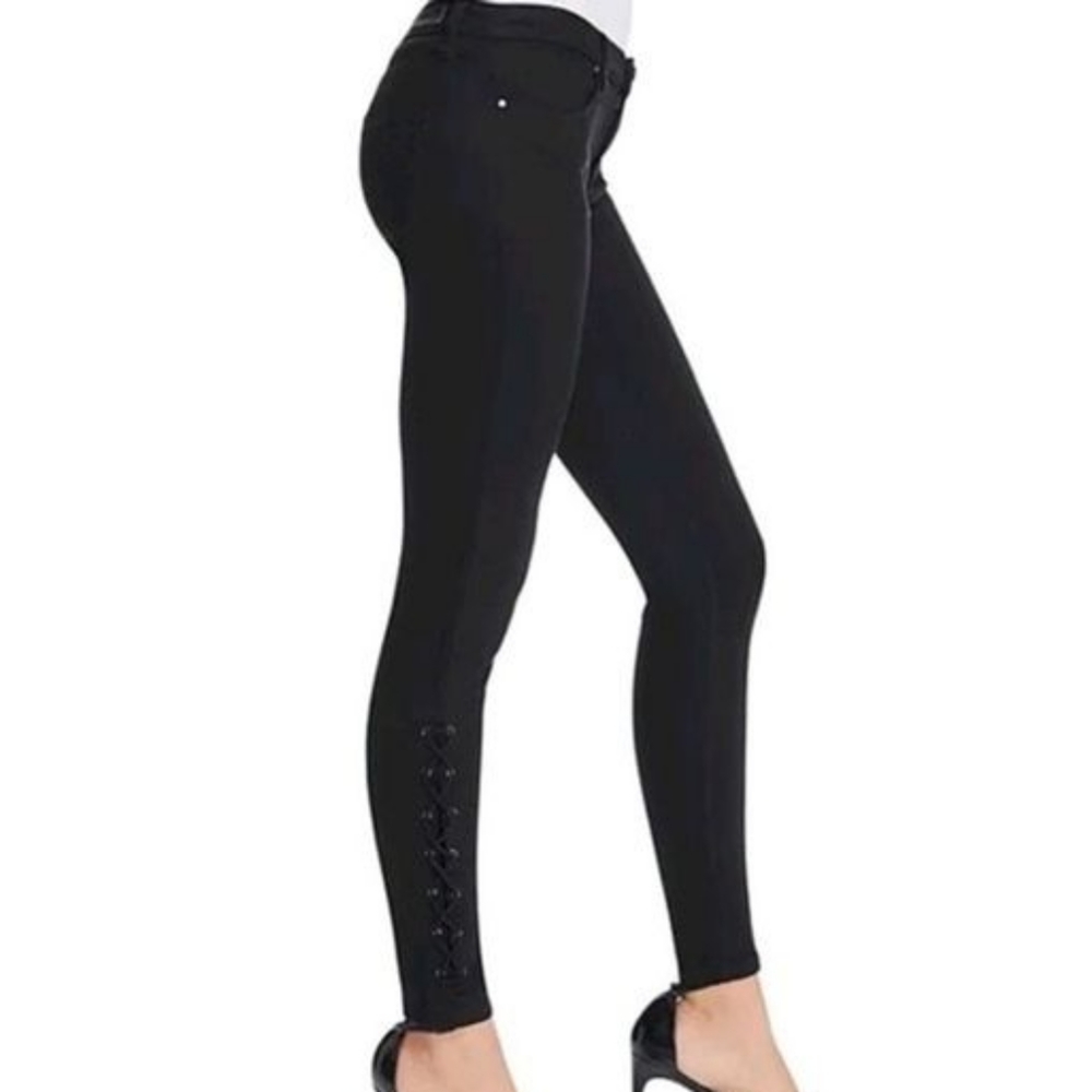 2/$9 Blank NYC black skinny jeans w lace up ankle
